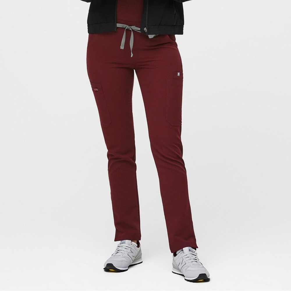 FIGS Yola Burgundy Skinny Scrub Pants